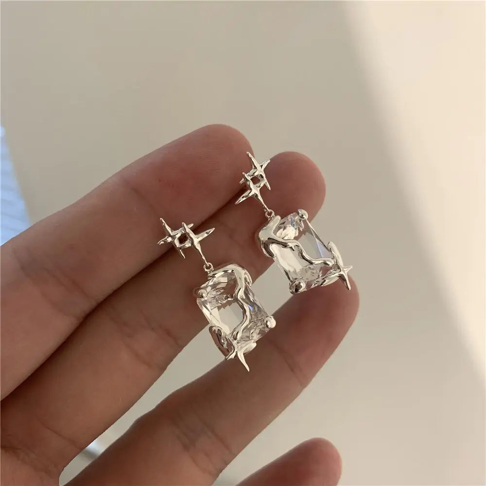 Silver Square Earrings