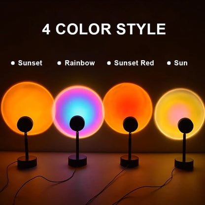 Sunset Projection Night Light: Galaxy Atmosphere Rainbow Lamp for Bedroom Decoration