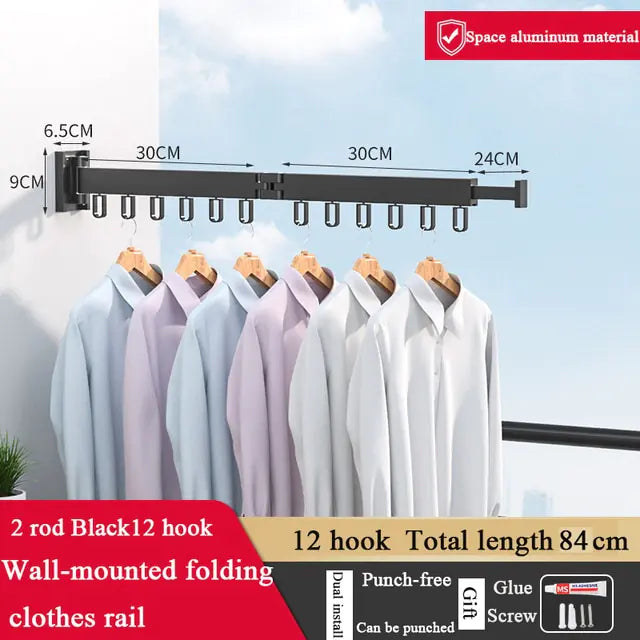 Retractable Folding Clothes Drying Rack