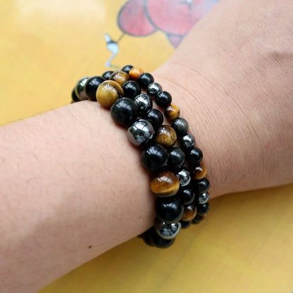 Hematite Black Obsidian Stretch Bracelets