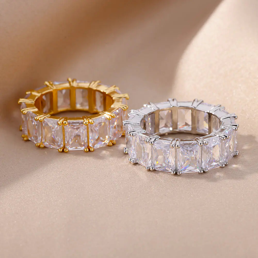 Rectangle Zircon Rings