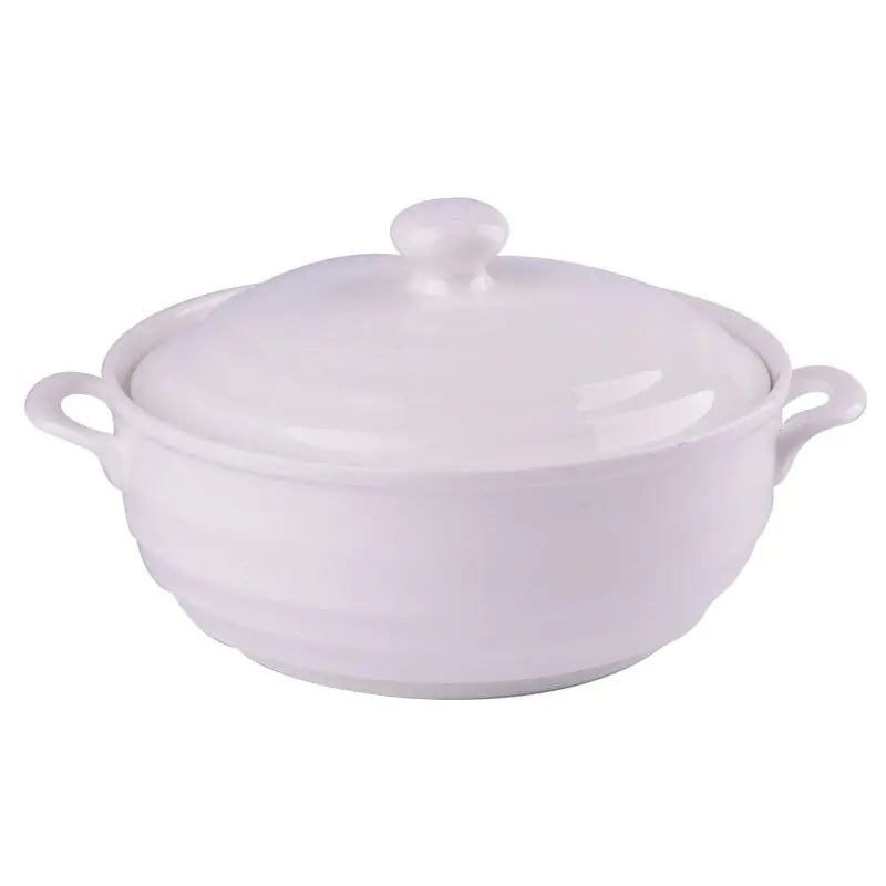 Large-capacity 1.4L Ceramic Soup Bowl with Lid.