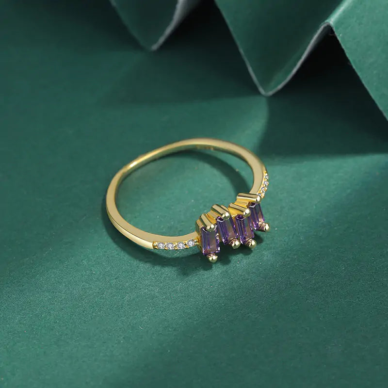 Baguette Amethyst Rings