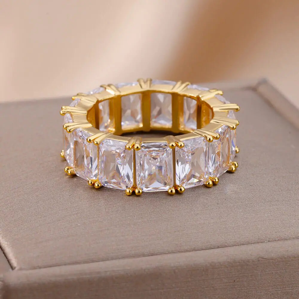 Rectangle Zircon Rings