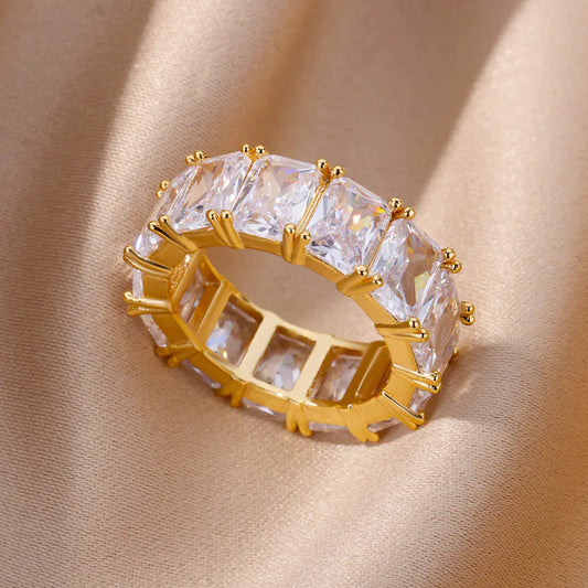 Rectangle Zircon Rings