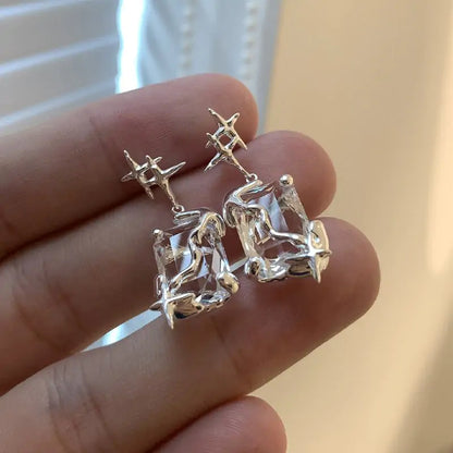 Silver Square Earrings