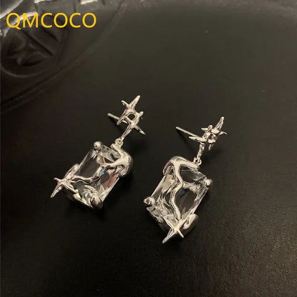 Silver Square Earrings