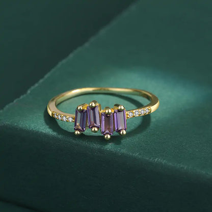 Baguette Amethyst Rings