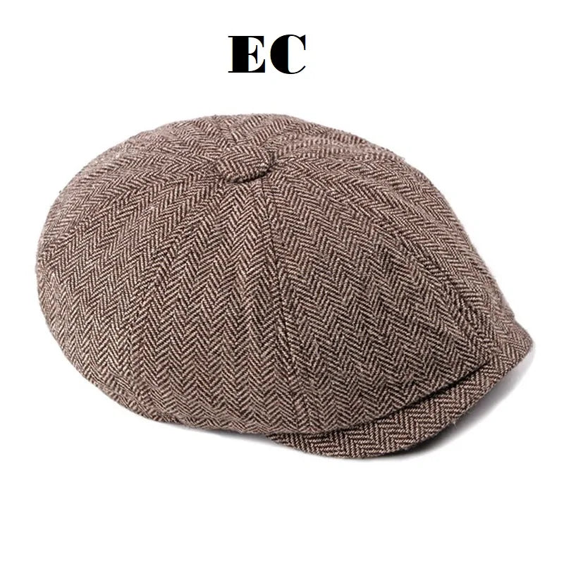 Men British Style Octagonal Hats Winter