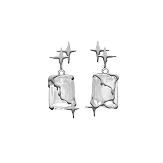 Silver Square Earrings